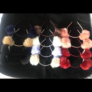 12 Girls Pom pom furry ball headbands